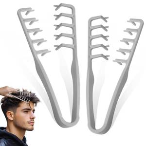 lot 18309 image: 2 Pcs Texture Comb, Volumizing Wide-Tooth Hair Texture Styling Comb, Fringe Parting Styling Accessory, for Men Women (Grey)