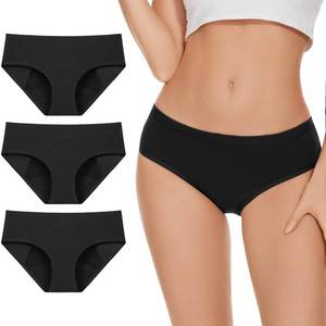 lot 18311 image: ALLBASE Womenfts High Absorbency Period Underwear - Leak-Proof and Reusable Menstrual Pants for Heavy Flow Days - 3 Pack,Black,Medium