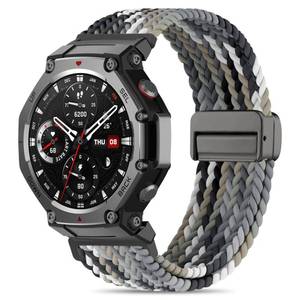 lot 18316 image: HQzon Elastic Woven Band Compatible with Amazfit T-Rex 3, Metal Magnetic Buckle Sports Replacement Strap Compatible with Amazfit T-Rex 3