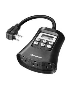 lot 18337 image: DEWENWILS Outdoor Digital Timer for Lights, 7-Day Programmable Plug in Timer with 3 Grounded Outlets for Landscape String Light, 15A, 13 HP UL Listed