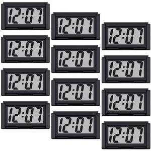 lot 18339 image: Frienda 12 Pieces Mini Digital Clock Small Digital Clock Stick on Battery Operated Self Adhesive Bracket for Car Dashboard Fridge (Black)