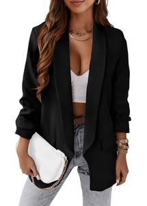 lot 18342 image: KIRUNDO Blazers for Women Oversized Business Casual 2026 Spring Fall Fashion Long Sleeve Open Front Work Office Suit Jackets(Black, XX-Large)