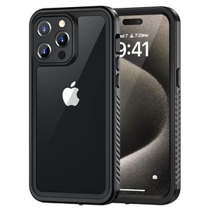lot 18345 image: Lanhiem for iPhone 15 Pro Max Case, IP68 Waterproof Dustproof Case with Built-in Screen Protector, Full Body Heavy Duty Shockproof Rugged Phone Case for iPhone 15 Pro Max - 6.7, BlackClearin