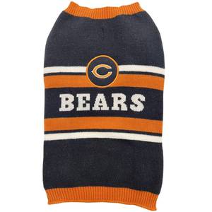lot 18362 image: Pets First NFL Chicago Bears Dog Sweater, Size Large. Warm and Cozy Knit Pet Sweater with NFL Team Logo, Best Puppy Sweater for Large and Small Dogs, Team Color (CHI-4179-LG)