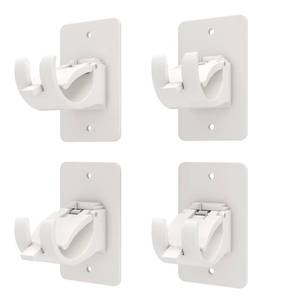 lot 18365 image: 4PCS No Drill Curtain Brackets, Self-Adhesive Rod Holders, Universal Plastic Nail Free Adjustable, Curtain Hooks for Rods Less Than 1.57 Inch Diameter (White)