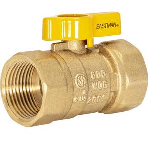 lot 18366 image: Eastman 1 Inch FIP Straight Gas Ball Valve with 14-Turn Handle, Brass Plumbing Fitting, 60013
