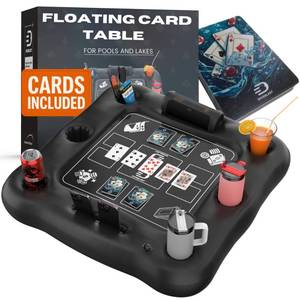 lot 18373 image: DIVEBLAST Floating Card Table for Pool with Waterproof Cards � Floating Game Table for Pool - Holds Up to 50 LBS � Premium Inflatable Floaties