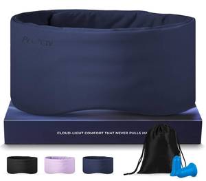 lot 18378 image: Dual-Sided Sleep Mask for Side Sleepers, Soundless Velcro, Bamboo Fiber and Milk Silk Eye Mask, Zero Pressure Sleeping Mask for Women and Men, Eye Relief Blindfold for Nap, Travel Essentials, Blue