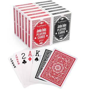 lot 18380 image: LotFancy Playing Cards, Large Print, 12 Decks of Cards (6 Black 6 Red), Jumbo Index, Poker Size, for Texas Holdftem, Blackjack, Euchre Cards Games