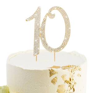 lot 18382 image: BAHABY Gold 10th Birthday Cake Topper Rhinestones Cake Decorations for 10th Birthday Party