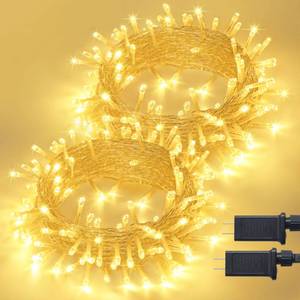 lot 18390 image: JMEXSUSS 2 Pack 100 LED Warm White Christmas Lights Indoor, Connectable 33ft Warm White String Lights Outdoor Waterproof, 8 Modes Christmas Tree Lights Plug in for Xmas Bedroom Yard Party Decorations