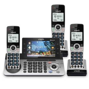 lot 18392 image: VTech IS8251-3 Business Grade 3-Handset Expandable Cordless Phone for Home Office, 5 Color Display, Programmable Short Cut Keys, Smart Call Blocking, Answering System,Bluetooth Connect to Cellin