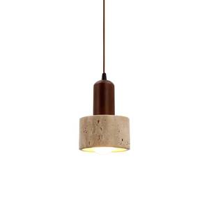 lot 18397 image: SANDYHA Modern Concrete Pendant Light Wabi-Sabi Wooden Hanig Lamp Mini Adjustable Grey Concrete Shade Ceiling Chandeliers for Kitchen Island Dining Room (A Style)