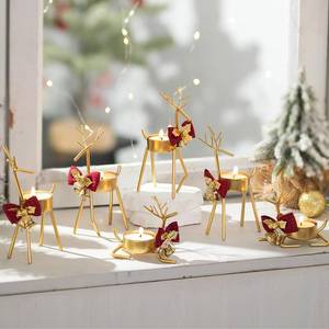 lot 18415 image: Inweder Christmas Reindeer Tealight Candle Holder 6 Pcs Gold Reindeer Decoration for Window and Table