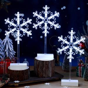lot 18423 image: Riakrum 3 Pcs Christmas Snowflake Lights Decorations Snowflake Tabletop Decor Xmas Night Lights Battery Operated Christmas Centerpiece Light Indoor for Holiday Winter Party Decor