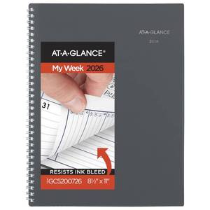 lot 18425 image: AT-A-GLANCE 2026 Appointment Book Planner, Weekly and Monthly, 8-12 x 11in, Large, Quarter-Hourly, DayMinder, Gray (GC5200726)in