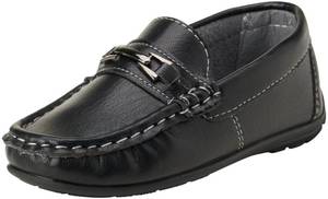 lot 18427 image: Josmo Boys Moccasin Boat Shoes - Casual Leatherette Driving Loafers - Black (Size 7 Toddler)