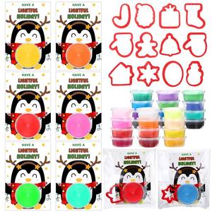 lot 18429 image: Tioncy 24 Pack Christmas Gifts for Classroom Kids Bulk Christmas Class Stocking Stuffers Air Dry Clay Set with Mold Holiday Gifts for Classroom Kids Bulk(Penguin)
