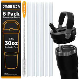 lot 18443 image: Jmoe USA 30oz Replacement Straws for Stanley IceFlow 1.0 Tumbler with Flip Straw  6-Pack With Premium Cleaning Brush  Food Grade and BPA Free