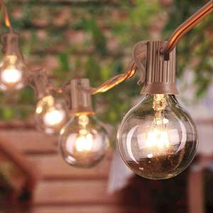 lot 18452 image: Abeja 50Ft Outdoor Patio String Lights with 53 Clear Globe G40 Bulbs,UL Certified for Patio Porch Backyard Deck Bistro Gazebos Pergolas Balcony Wedding Gathering Parties Markets Decor, Brown Wire
