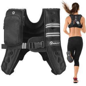 lot 18453 image: NEALFIT Weighted Vest for Men and Women, 5lbs10lbs15lbs20lbs Weight Vest, Perfect for Running, Walking, Fitness, and Strength Training (Black, 15 lb)