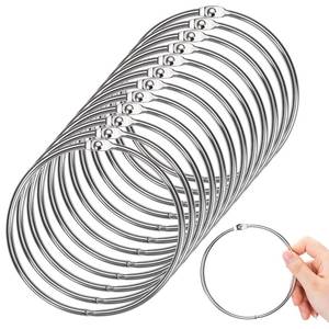 lot 18462 image: OWLKELA 4 Inch 12 Pack Jumbo Binder Rings, Extra Large Loose Leaf Book Ring with Metal Nickel Plated for Index Cards, Keychain, School, Home, Office, DIY Craft, Silver