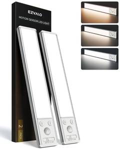 lot 18474 image: EZVALO 10inch Under Cabinet Lighting, 2500mAh Rechargeable Motion Sensor Lights Indoor with 3 Color Temps, 2 Pack Magnetic Closet Light, 80 LED Dimmable Under Counter Lights for Kitchen, Shelf, Stair