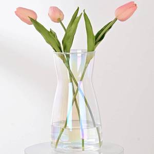 lot 18479 image: 8 inch Iridescent Glass Flower Vases for Centerpiece Table Home Indoor Desk Decor,Ins Modern Boho Style Vase for Wedding Housewarming Gift