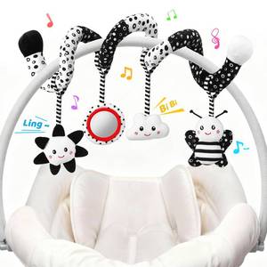 lot 19741 image: AJsupojouet Car Seat Toys Hanging and Stroller Toys for Babies 0-6 MonthsHigh Contrast Baby Toys for Newborn 0 3 Months Brain Development,Black and White Baby Toys for Crib MobileInfant Ideal Gift