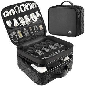 lot 19757 image: MATEIN Cable Organizer Bag, Waterproof Travel Electronic Storage, Shockproof Portable Double Layer Tech Bags Carrying Case for Cord, Earbuds, Charger, SD Card, DJ Gifts, Black