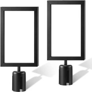 lot 19759 image: Jecery 2 Pcs Stanchion Sign Holder, Double Sided Frame Sign with Protective Cover, Fits 8.3 x 11.7 Inch Paper Size Top Stand Poster Display for Crowd Control Commercial Queue Sentry Stanchions