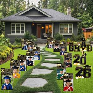 lot 19766 image: Amyhill 21 Pcs 2026 Grad K-12 Graduation Photo Yard Signs with Stakes Class of 2026 Yard Decorations for Kindergarten High School Middle School Photo Lawn Sign Grad Party Supplies(Black)