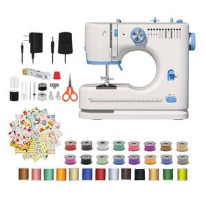 lot 19773 image: Stoigeld Sewing Machine for Beginners with 20Pcs Fabric and 32Pcs Sewing Threads Kit,Portable Sewing Machine with 12 Built-in Stitches and 2 Speed(High-Low Speeds)-BW725 (Used)