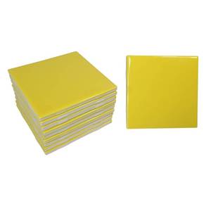 lot 19784 image: Sunflower Yellow Ceramic Tile 4.25 in Vintage Subway Square Shower Bathroom Kitchen Backsplash Mosaic Arts Crafts 10 Piece Pack