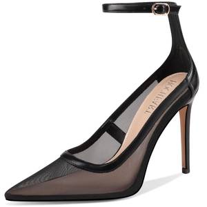 lot 19786 image: HOCHFART Black Closed Toe Sandals Women Mesh Stiletto High Heels Pointed Toe Ankle Strap Summer Pumps Dress Shoes for Wedding Party Holiday, Size 11