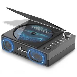 lot 19791 image: CD Player Portable, Leapwell Portable CD Player with Speakers Bluetooth Rechargeable, Small Compact Retro CD Players for Home, Personal Desktop CD Player with USB FM Black
