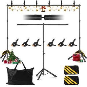 lot 19801 image: Backdrop Stand 10x7.5 FT for Photography Studio, 3-in-1 T-Shape Photo Backdrop Stand Kit for Birthday Party, Background Stand for Photo Video Studio with Carring Bag, Banner Stand with 2 Sandbags