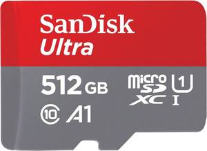 lot 20115 image: SANDISK 512GB Ultra microSDXC UHS-I Memory Card with Adapter - Up to 150MBs, C10, U1, Full HD, A1, MicroSD Card - SDSQUAC-512G-GN6MA