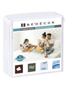 lot 20120 image: Bedecor Twin XL Split King Waterproof Mattress Protector, Protects Against Liquids, Spills, Accidents, for College Dorm, Hospital Beds, Fits 9-18 Inch Depth