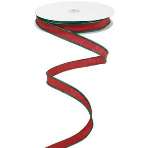 lot 20128 image: MEEDEE 1 inch Red and Green 2 Tone Christmas Cord Ribbon 25 Yards Faux Dupioni Silk Wired Ribbon for Gift Wrapping, Christmas Tree, Garland, Wreath, Weddings, Centerpiece and Party Dcor