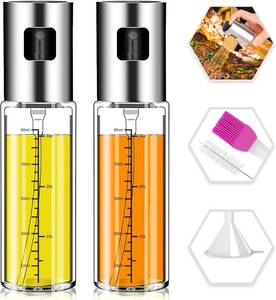 lot 20131 image: NORBASE Oil Sprayer for Cooking, 2 Pack Upgraded Olive Oil Spray Bottle Mister Refillable with Scale Air Fryer Accessories for Kitchen, Salad, Baking, BBQ, Frying