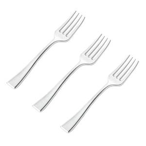 lot 20135 image: N9R 200PCS Silver Plastic Mini Forks, 4 Inches � Heavy Duty Disposable Cocktail, Dessert and Appetizer Fork,Elegant Party Serving Utensils for Tastings, Finger Foods, Weddings, Events