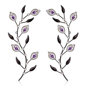 lot 20143 image: sxnzequnze 2 Pcs Metal Leaf Wall Art Crystal Bling Decorations Silver Leaves 3D Iron Handmade Home Decor Hanging Minimalist Accents Modern Set for Living Room Bathroom Bedroom Dining Room Hallway