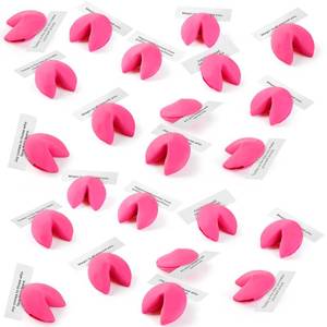 lot 20155 image: Zhanmai Set of 48 Hot Pink Fortune Cookie Erasers Mini Funny Cute Fortune Cookie Erasers with a Positive Message for Lunar New Year, Valentinefts Day, St. Patrickfts Day Party Favors