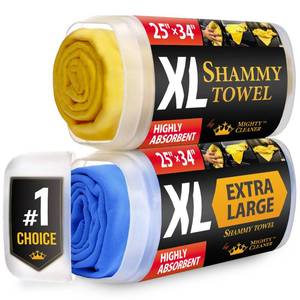 lot 20156 image: Premium XL Shammy Towel for Car - 2pk (34�x25�) - Super Absorbent Chamois Cloth - Spots and Scratch-Free - Reusable Car Drying Towels