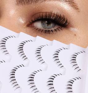 lot 20158 image: False Eyelashes Bottom Lashes Wispy Natural Mink Lashes Clear Band DIY Lashes Reusable Soft Handmade Lashes Pack