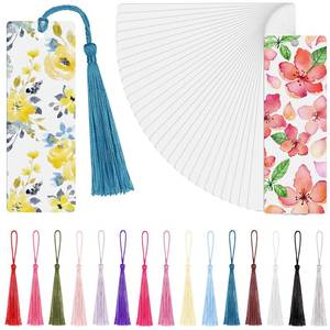 lot 20170 image: 30 Pieces Sublimation Blank Bookmark Heat Transfer Metal Aluminum DIY Bookmark with Hole and Colorful Tassels for Crafts, Birthday Wedding, Sublimation Blank Keychains, Single Sided Printing