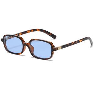 lot 20194 image: Long Keeper Retro Sunglasses for Women Men 90s Narrow Rectangle Vintage Slim Square Rectangular Sunglasses (Brown Leopard Blue)