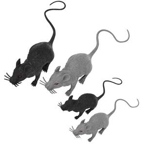 lot 20199 image: COZFUR 4 Pcs Halloween Fake Rat, Large 13.8 Inches Plastic Realistic Mouse Prank Rat, Faux Mice Rat Gag Gift Props Decoration for Tricks (Rat)