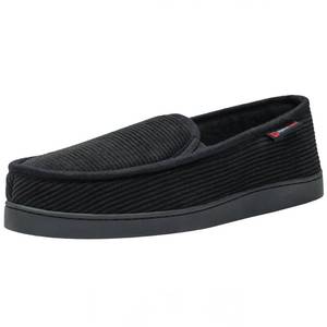 lot 20201 image: Alpine Swiss Wide Mens Slippers  Steve Moccasin Slipper  Memory Foam House Shoes  Corduroy Slip-On with Terry Lining  Indoor Outdoor Non-Slip Rubber Sole  Swollen Foot Relief BLK 11 WIDE